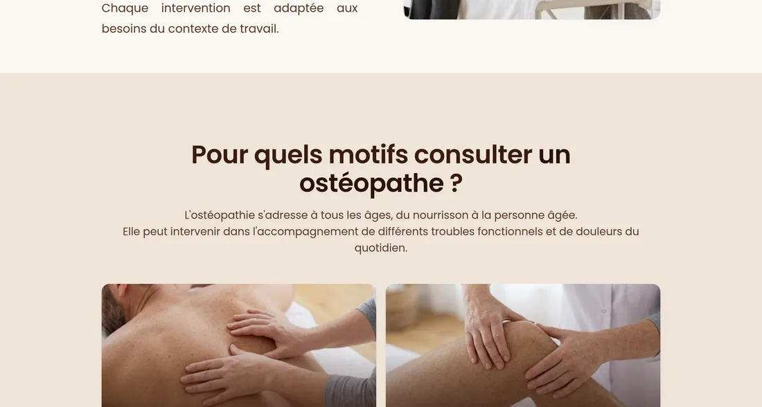 Manevy Ostéopathe | Site vitrine pour un cabinet d’ostéopathie — aperçu 2