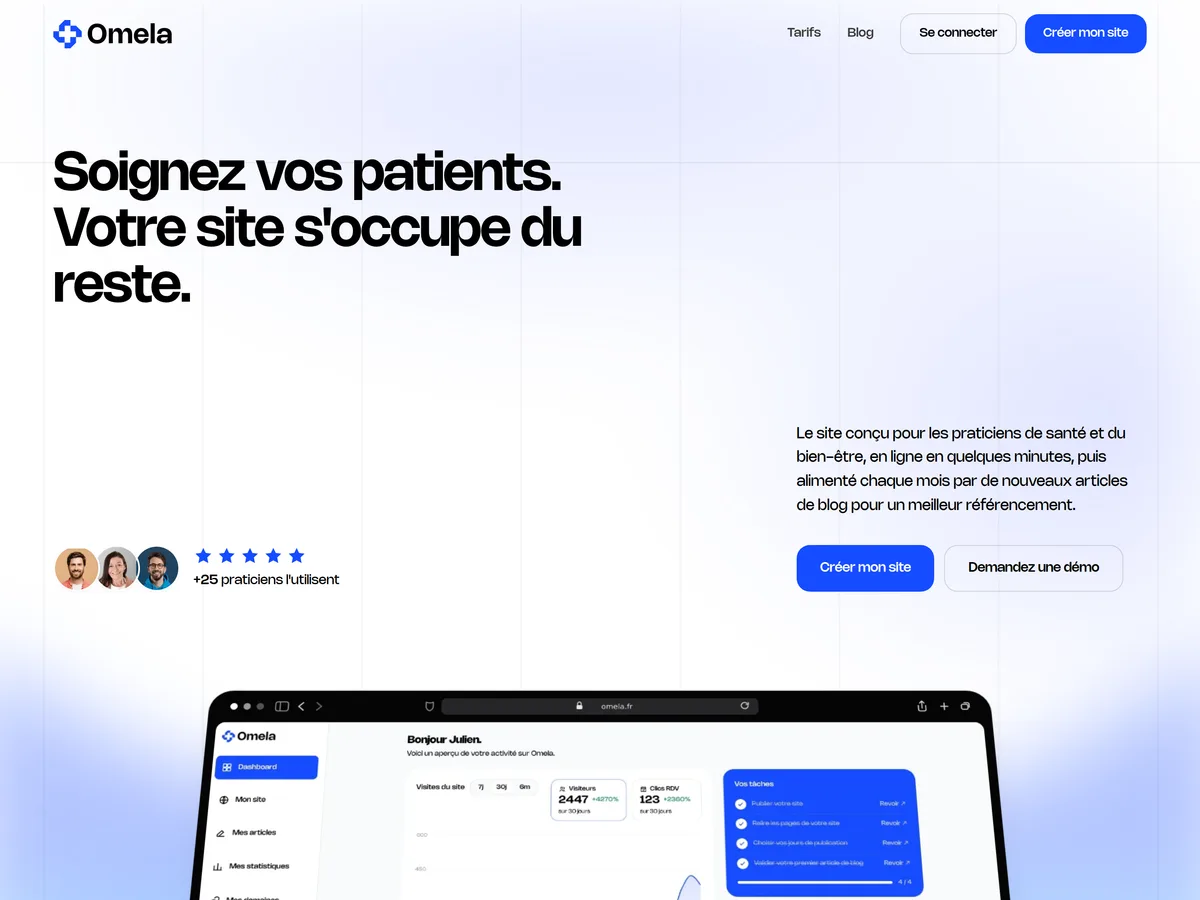 Omela | Plateforme SaaS pour praticiens de santé & bien-être