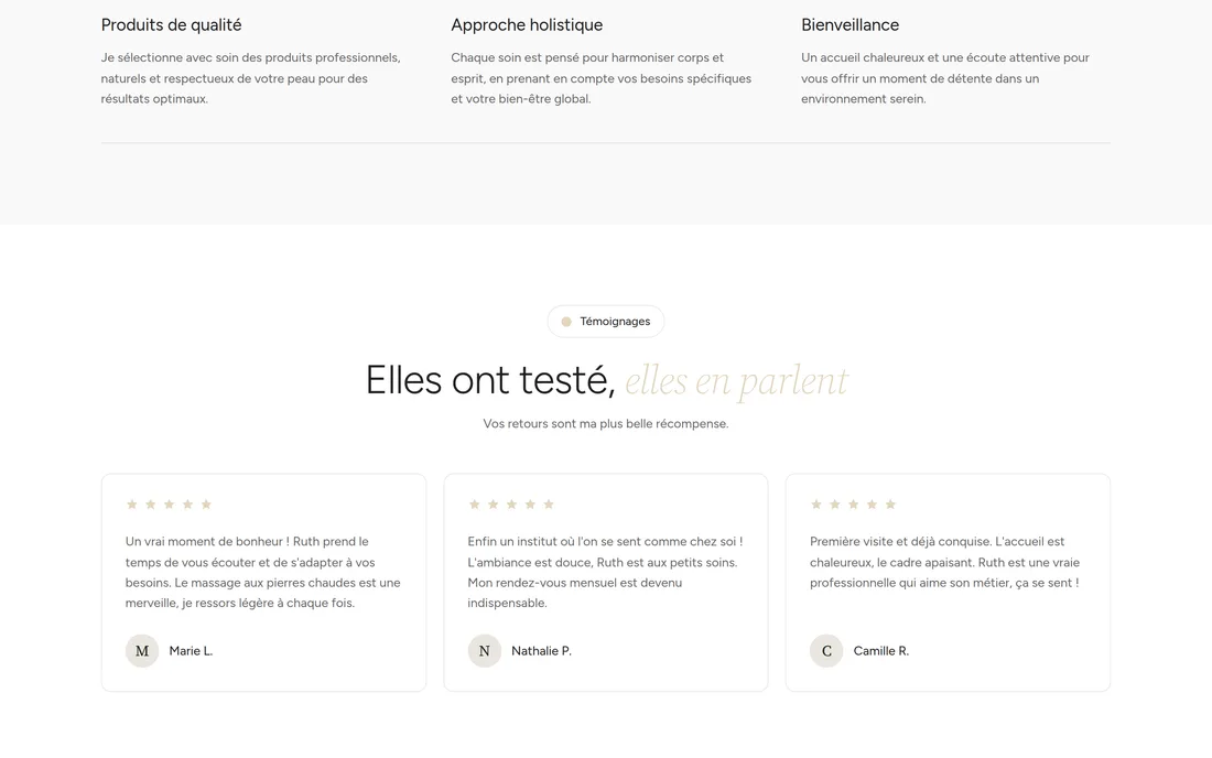 Rituel Beauté | Site vitrine pour un institut de beauté — aperçu 2