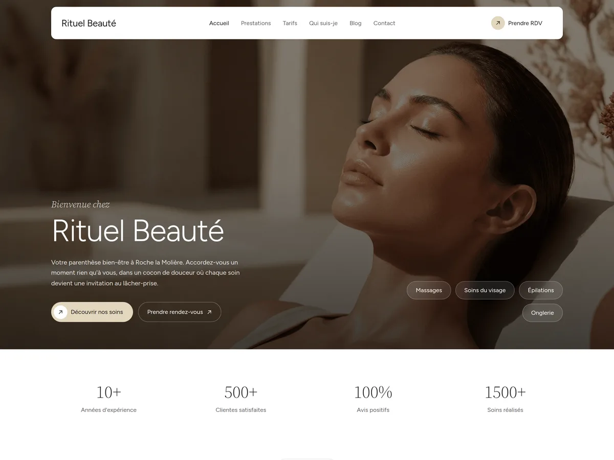 Rituel Beauté | Site vitrine pour un institut de beauté